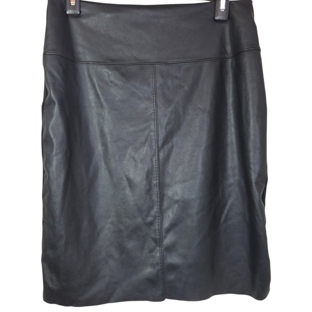 Michael Kors Black Faux Leather Front Pencil Skirt Size Med